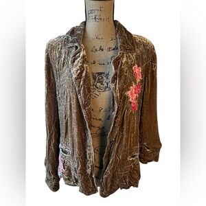 Johnny Was Silk Velvet Embroidered Blazer
Size Large